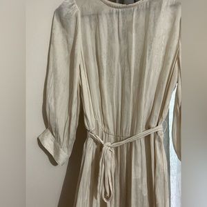 satin cream dress with floral pattern